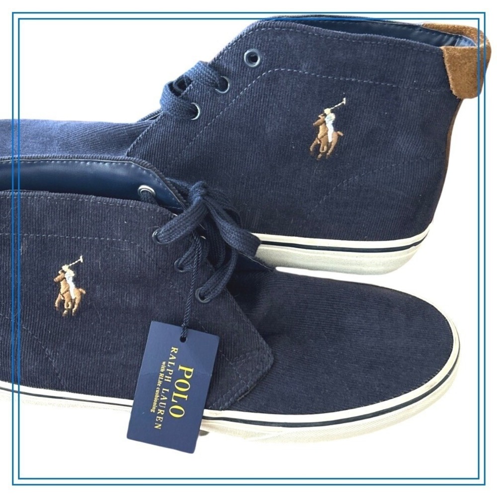 New W/Tag POLO RALPH LAUREN Suede Corduroy High Top Sneakers Logo Sz. 10.5D